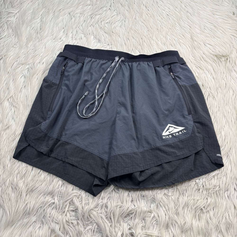 Nike Men's L Black Gray Trail Running Shorts Hiking Camping Gorpcore